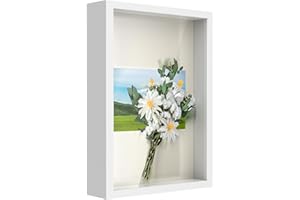 ANHOW 3D Shadow Box Frame A4, Picture Frame with Glass for Crafts, 3cm Deep Box Frame Display Cases for Memorabilia, Baby Items, Wedding Memories, Medal, Tickets & Photos Display - White