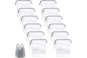 Ushine 10PCS Shoe Storage Bags,Large Drawstring Dustproof Shoe Bags,Transparent Travel Shoe Bags to Prevent Dust and Dirt,Frosted EVA Material,Suitable for Daily Storage and Travel-Transparent