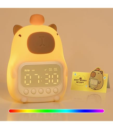 Capybara Réveil En Peluche Avec Lumière | Horloge De Chevet Pour Avec Lumière | Petite Lampe De Réveil, Veilleuse Mignonne, Réveil Numérique De Table, Lampe De Table Pour