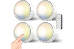 VLOEE Faretti LED a Batteria con Telecomando, 3 Colori Dimmerabile Luce Armadio Senza Fili Luci Vetrina Pile Lampada Sottopensile Cucina Adesiva Magnetico Faretto LED Timer Luce Notturna Guardaroba Scale