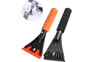 Qoosea 2 Piezas Rascadores de Hielo para Coche, Pala de Nieve Parabrisas de Coche y Ventanas, Rasqueta Quita-Hielo con Mango Suave Antideslizante, Raspador para Los Coches y Camionetas Pequenas