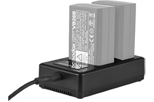 Camnoon Tragbares 2-Schlitz-Akkuladegerät für Godox-Blitzakku mit 2 Kontrollleuchten für Godox V1/ V860III Blitz-Speedlite-Akkus VB26A/VB26B/VB30