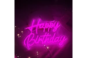 FESPCJ Feliz cumpleaños logotipo de neón reutilizable luz nocturna LED rosa decoración de fiesta de cumpleaños operación USB para fiesta de fondo pared del dormitorio 5v, 16.5 "* 11"