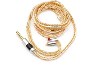 Linsoul Tripowin Zonie IEM Cavo, 16 Core Placcato Argento Cordoni Aggiornati, 1.25m SPC in Ear Monitor Cavi per 7hz Zero:2 Orchestra Lite Cadenza Hype4 Supermix4(2pin 0.78mm, 4.4mm)(Oro)