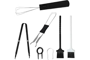 HUATEEN Keycap Pulle,7 Stück Tastenkappen-Abzieher-Set aus Edelstahl | Professionelle Werkzeuge zum Entfernen von Tastenkappen und Schaltern | Tastatur-Reinigungsbürste und Pinzetten