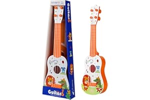 CutitiUU Kids Ukulele Guitar Toy,41CM Ukulele for Kids Toy Guitar with 4 Ajustable Strings,Cartoon Mini Guitar Educational Toys for Toddlers Beginners Boys Girls Gift (Orange)