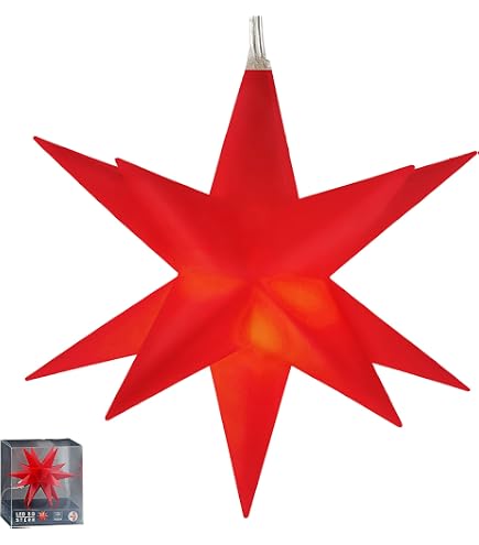 Gravidus LED Weihnachtsstern 50 Cm – Rot, 3D Effekt, IP44 Wetterfest, Mit Timer