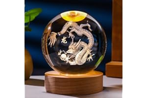 BESOT qianyue Pure Clair Cristal Laser 3D Dragon Ball avec Support de Cristal Sphère Boule de Cristal de Verre (80mm)