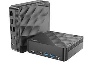 Azeyou Mini PC, 12th Gen N100 Mini Computer, 16GB RAM+1TB M.2 SSD Mini Desktop PC with OS 11 Pro, 2 HDMI/WiFi 6/BT5.2/2 RJ45/USB 3.2, Micro Business PC for School Education Office - Black