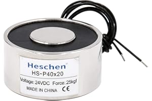Heschen Solenoide magnetico elettromagnetico P40/20, OD: 40 mm, DC 24 V, 25 kg