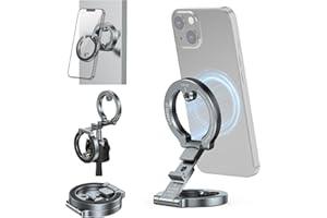 CAMOLO Podwójny magnetyczny uchwyt na telefon, składany stojak na telefon, uchwyt na telefon z otworem na śrubę 1/4 cala na statyw, samochód, siłownię, podróż, kompatybilny z iPhone 16, 15, 14, 13, 12 Pro