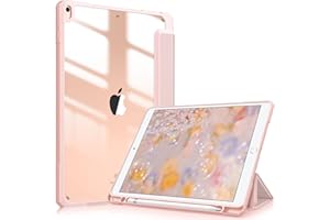Fintie Hybrydowe cienkie etui do iPada Air 3. generacji 10,5 cala 2019 / iPad Pro 10,5 cala 2017 - [wbudowany uchwyt na ołówek] odporne na wstrząsy etui z przezroczystą tylną powłoką, Roségold