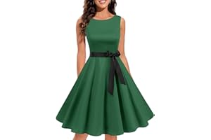 Gardenwed Damen 1950er Vintage Cocktailkleid Rockabilly Retro Schwingen Kleid Faltenrock