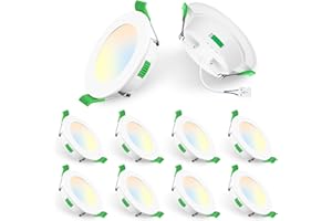 ALUSSO Spot LED Encastrable Extra Plat, 5W 440LM Dimmable IP44 LED Spot Etanche Salle de bain, 3CCT Blanc Chaud 3000K Blanc Neutre 4000K Blanc Froid 6500K, Trou Φ68-78mm, Lot de 10