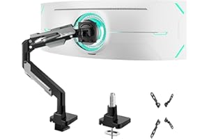 ARES WING Soporte para Monitor para Pantallas Planas y Curvas de 24-57 Pulgadas, Brazo para Monitor Peso Máximo 30 kg / 66lbs, Altura Ajustable, Inclinación, Rotación, Vesa 75/100/200 mm，Negro