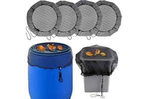 SUCRITUDE 4 Stück mückensschutzs Netz Regentonne, Regentonnen Netz Regentonnenabdeckung Mit Zugband, Wetterbeständiger mückensschutzs Regentonne Abdeckung, Schutzabdeckung Schutz Vor Laub Stechmückens