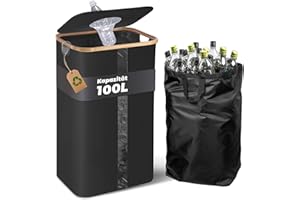 MIDINGCHAI 100L Pfandflaschen Sammelbehälter Visualisierung，Pfandflaschen Behälter mit Deckel，Leergut Sammelbehälter，Pfandsammelbehälter，Flaschensammler Leergut, Schwarz