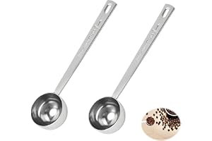 2 måttkoppar, Sats av 15 ml doserande skedar av rostfritt stål runda med långt handtag, köksredskap för koffeinpulver, mjölk, te, socker, protein Brewin