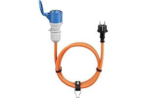goobay CEE-adapterkabel för husbil, 1,5 m, kontakt med CEE-uttag med låslock, IP44, campingkabel, husbil, 76185