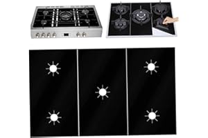 HOVEELUTY Stove Burner Covers 3pcs Gas Hob Range Protectors 5 Holes 21x10 inch Heat Resistant Stove Burner Liner Stove Top for for Fast Kitchen Cleaning