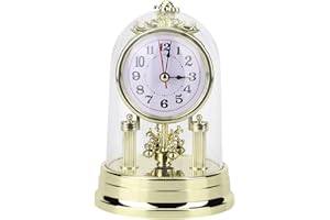 Segrehy Mantel Clock Living Room, Table Carage Clocks Mantelpiece,European Retro Style Clock Antique Silent Table Clock for Living Room(11 x 17 cm / 4.3 x 6.7 in)
