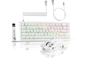 ATTACK SHARK Combo de teclado inalámbrico X68PROHE y ratón para juegos X11, BT/2.4G/con cable, interruptor magnético de disparo rápido de 8KHz, PixArt PAW3311, 22000DPI, cable C01PRO en espiral-Blanco