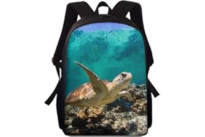 Amzbeauty Sea Turtle Backpack,Lightweight Casual Daypack for Teens/Boys/Girls/Kids,15 Inch Book Bag for Middle school