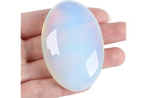 XIANNVXI 2.4" Large Opalite Crystal Opal Stone Healing Crystal Polished Opalite Gemstone 0.7" Thick Opal Palm Stone Crystal for Reiki Meditation 1 Piece
