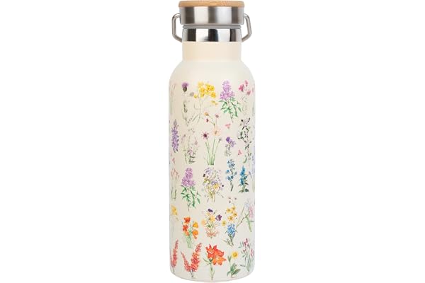Botaniska vilda blommor i rostfritt stål - 500 ml termosflaska, återanvändbar, dubbelväggisolerad, kall/varm isotermisk
