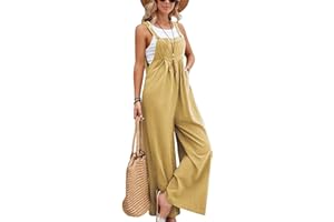SotRong Dungarees for Women Uk Wide Leg Jumpsuit With Pocket Loose Fit Playsuits Summer Boho Romper Sleeveless Strappy Overalls