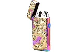 Kivors Electric Lighter, Plasma Lighter USB Rechargeable Double Arc Lighter Windproof Flameless Zinc Alloy Metal Polishing Dragon Lighter