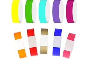 SAVITA 200pcs Coloré Bracelets en Papier, Résistant à la Déchirure Coloré Bracelet Néon Imperméable Bracelets Jetables Pour Événements Fêtes (10 Couleurs)