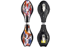 MAXOFIT IHR PARTNER FÜR SPORT UND FREIZEIT MAXOfit® Waveboard Mini « Fire », Charge Max. 100 kg, Roues Lumineuses et Sac Inclus - 72cm x 19,5cm x 11cm