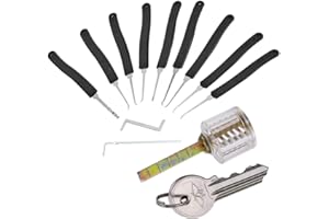 Loboo Idea 11 Stück Premium Praxis Lock Picking Tools, einschließlich 9 Stück Lockpick Haken und 2 Stück Lock Pick Spannschlüssel für Anfänger und Pro Schlosser (11 Stück Werkzeuge, mit