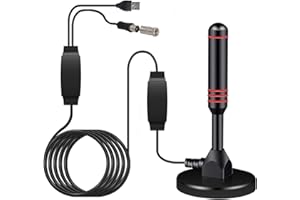 iJiZuo Antenna TV Digitale da Interno, con Due Amplificatore Segnale, Support 4K HD/VHF/UHF/FM TV Digitale, per Terrestre Antenna HDTV Digitale DVB-T/DVB-T2 /DTMB