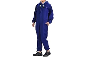 Oralidera Herren Baumwolle Arbeitsoverall mit Kapuze Maleroverall mit vielen Taschen Mechanisch Handwerker Jumpsuit Arbeitskleidung