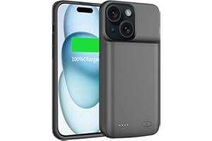YISHDA Akkuhülle für iPhone 15, 7000 mAh, schlanke, tragbare Schutzhülle, Ladehülle, kompatibel mit iPhone 15 (6,1 Zoll), mit wiederaufladbarem erweitertem Akku, Schwarz