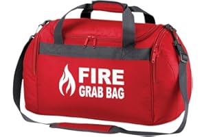 WORKWEAR WORLD Printed School Evacuation Fire Grab Bag with Flame Logo Graphic - Red Emergency Kit & Documents 26 Litre Compact Holdall Bag