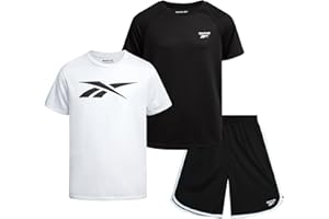 Reebok Sport-Shorts-Set für Jungen – 3-teiliges Sommerkleidungsoutfit mit grafischen T-Shirts und Laufshorts für Jungen für aktive Kinder