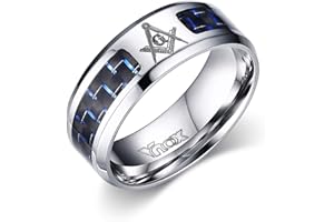 OIDEA Anello Uomo Massonico Fidanzamento Promessa Acciaio Inossidabile Fibra di Carbonio Argento,Misura da Scelta