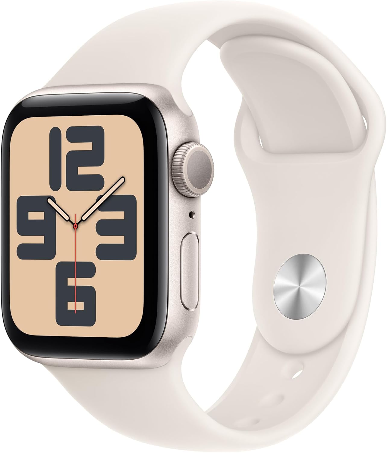 Apple Watch SE de 2.ª generación GPS Smartwatch con Caja de Aluminio en Blanco Estrella de 40 mm y Correa Deportiva Blanco Estrella - Talla S/M. Monitores de entreno y sueño y Resistencia al Agua