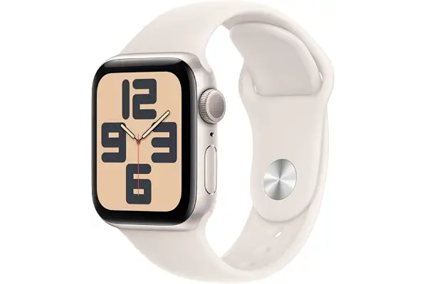 Apple Watch SE de 2.ª generación GPS Smartwatch con Caja de Aluminio en Blanco Estrella de 40 mm y Correa Deportiva Blanco Estrella - Talla S/M. Monitores de entreno y sueño y Resistencia al Agua