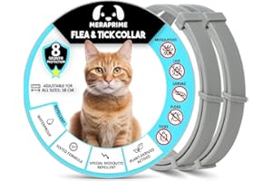 MERAPRIME Collar Antiparasitario Gatos y Perros - Desparasitante Gatos Mosquitos, Pulgas y Garrapatas - Collar Antipulgas Gato, Desparasitacion Gato -38cm Ajustable, 8 Meses, Repelente Vegetal, Impermeable