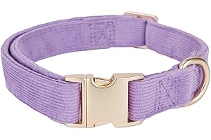 YUDOTE Ultra-soft Dog Collar Natural Cotton Corduroy Made for Small Dogs with Sensitive Skin,Lilac