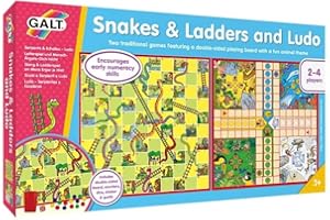 Galt Snakes and Ladders and Ludo - 2 in 1 Board Games for Kids Set -Double Sided Classic Childrens and Family Board Games - Two Sided with Fun and Colourful Designs, for 2-4 Players - Age 3 Years Plus