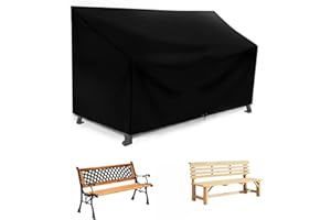 RICHIE 3-Sitzer-Gartenbank-Abdeckungen, wasserdicht, winddicht, UV-Schutz, strapazierfähig, reißfest, 420D-Oxford-Gewebe, Terrassenliebesitzbezug für 3-Sitzer-Sofa, 163 x 66 x 63/89 cm, Schwarz