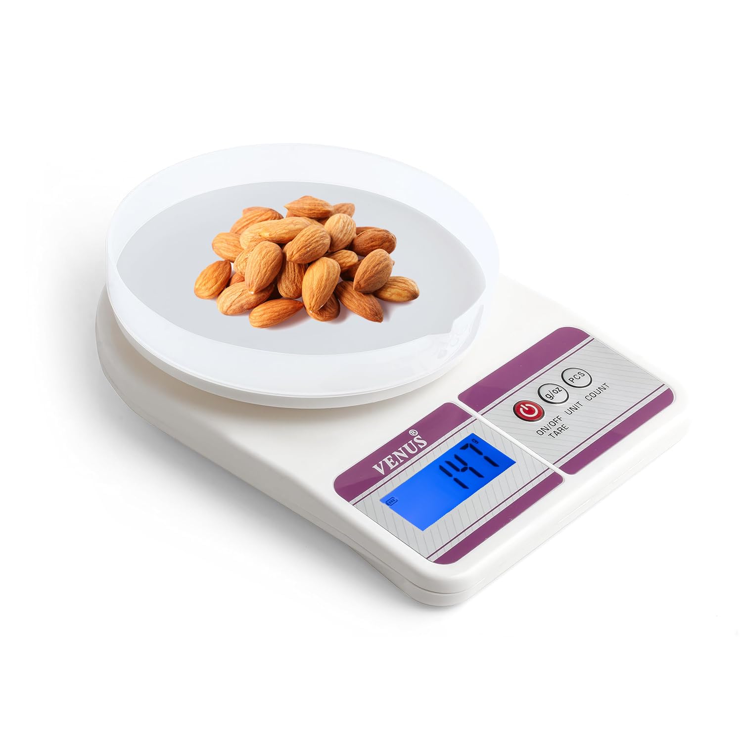 Venus Electronic Digital Kitchen Weighing Scale, Food Weight Machine For Home, Baking, Health 10 Kg With 2 Years Warranty And Battries Included, Silver