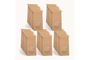 QINGZY 50 Stück Kraftpapier Tüten mit Sichtfenster, 17x9x6cm, Ölbeständig für Gastgeschenke, Nüsse Kaffeebohnen Teeblätter Gewürze, Braune Papiertüte, Süßigkeiten Beutel für Hochzeit, Weihnachten (50pcs)