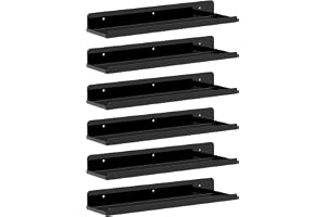 Lifewit Flytande Hyllor för Vägg, 6-pack Svart Akrylhylla 15" Inredning för Bokhylla/Vinylskiva Display/Fotografier/Bilder i