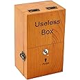 XJYMCOM Useless Boring Box Wooden Self-Closing Box Creative Funny Prank Toys Desktop Decoration